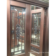 Exterior Stainless Steel copper door with two sidelites and top windows